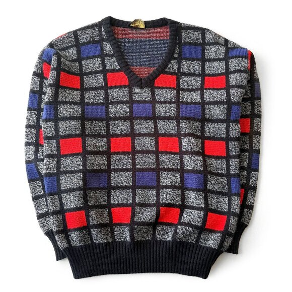 Vintage Collection D'or, Checkered Sweater / Canadian Made - Picture 1 of 4
